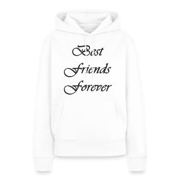 Amitié - Sweat à capuche Premium bio Femme - blanc - Devant - Julia (174cm)