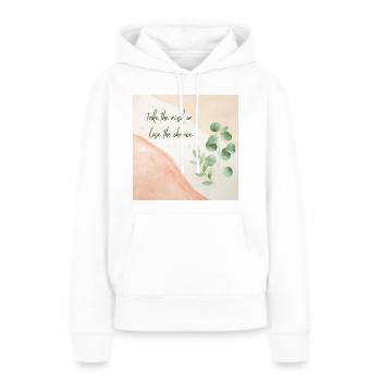 Risk or chance, Frieden & Freiheit - Frauen Premium Bio Hoodie - Weiß - Vorne - Julia (174cm)