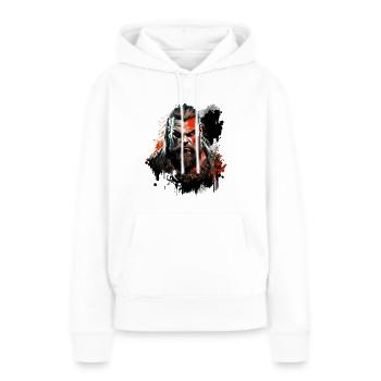 Barbare guerrier viking - Sweat à capuche Premium bio Femme - blanc - Devant - Julia (174cm)