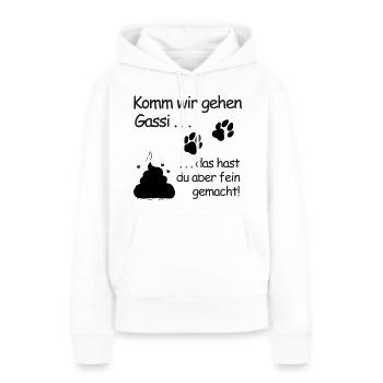 Komm wir gehen Gassi: Belohnung in Pfotenform - Frauen Premium Bio Hoodie - Weiß - Vorne - Julia (174cm)
