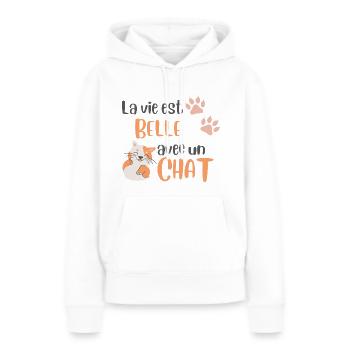 chat orange mignon - Sweat à capuche Premium bio Femme - blanc - Devant - Julia (174cm)