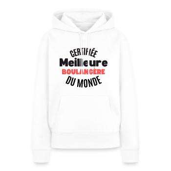 certifiée meilleure boulangère du monde - Sweat à capuche Premium bio Femme - blanc - Devant - Julia (174cm)