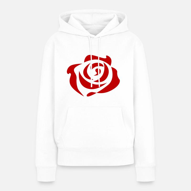 rose rouge - Sweat à capuche Premium bio Femme - blanc