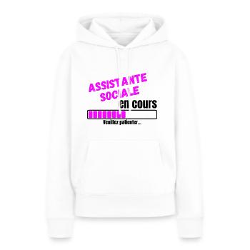 assistante sociale en cours de chargement - Sweat à capuche Premium bio Femme - blanc - Devant - Julia (174cm)