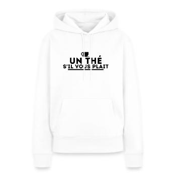un thé s'il vous plait. t shirt thé - Sweat à capuche Premium bio Femme - blanc - Devant - Julia (174cm)