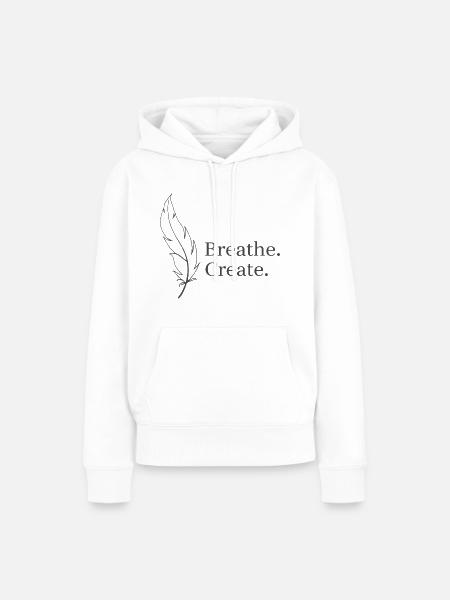 Breath Create Feder Leichtigkeit - Frauen Premium Bio Hoodie - Weiß