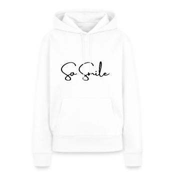 So Smile - Sweat à capuche Premium bio Femme - blanc - Devant - Julia (174cm)