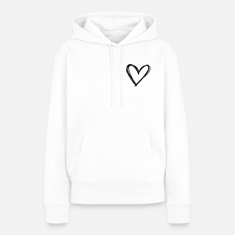 Cœur - Sweat à capuche Premium bio Femme - blanc