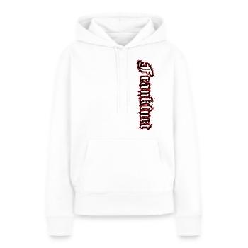 Francfort - Sweat à capuche Premium bio Femme - blanc - Devant - Julia (174cm)