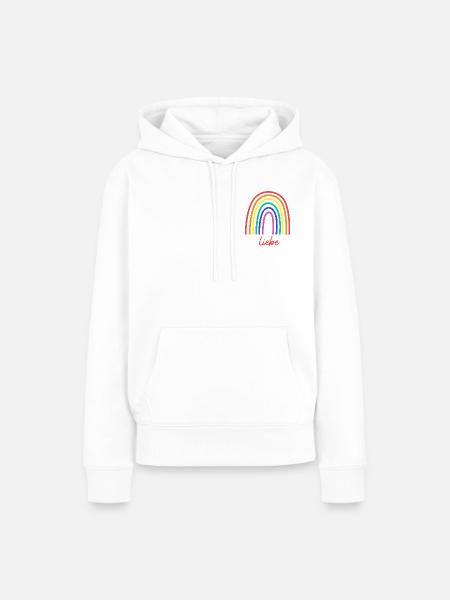 Regenbogen Liebe Schriftzug - Frauen Premium Bio Hoodie - Weiß