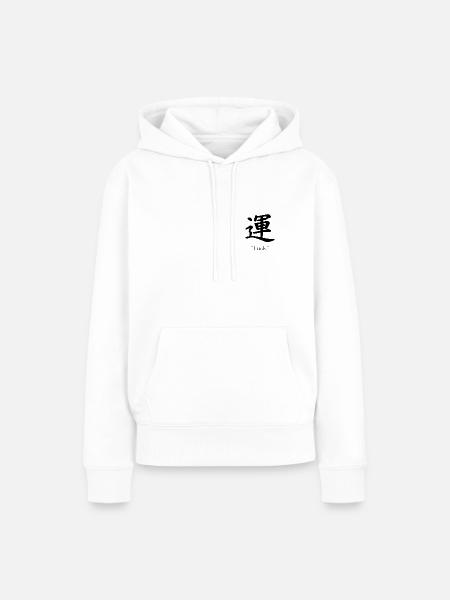 Kanji Glück - Frauen Premium Bio Hoodie - Weiß
