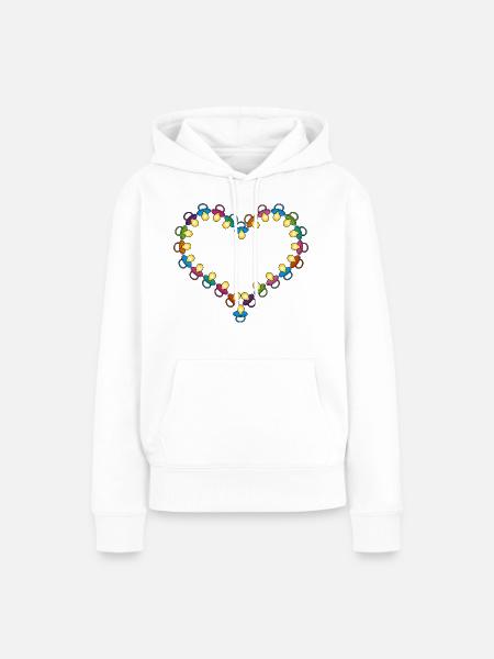 Herz aus Schnullern - Frauen Premium Bio Hoodie - Weiß