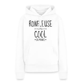 Ronfler / Ronfleur / Ronfleuse / Ronflement - Sweat à capuche Premium bio Femme - blanc - Devant - Julia (174cm)