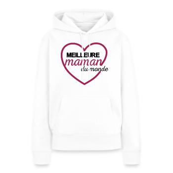 meilleure maman du monde - Sweat à capuche Premium bio Femme - blanc - Devant - Julia (174cm)