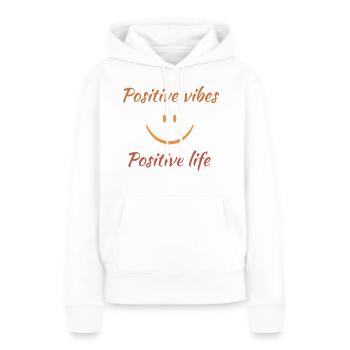Des ondes positives. Une vie positive. - Sweat à capuche Premium bio Femme - blanc - Devant - Julia (174cm)