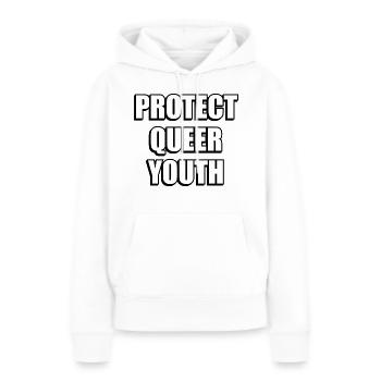 Queere Jugend schützen - Frauen Premium Bio Hoodie - Weiß - Vorne - Julia (174cm)