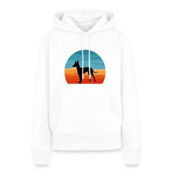 Cirneco Dell Etna Hund Liebe Silhouette Retro Sonnenuntergang - Frauen Premium Bio Hoodie - Weiß - Vorne - Julia (174cm)