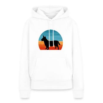 Lancashire Heeler Dog Love Silhouette Retro Sunset - Sweat à capuche Premium bio Femme - blanc - Devant - Julia (174cm)