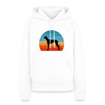 Alter kroatischer Windhund Hund Silhouette Retro Sonne - Frauen Premium Bio Hoodie - Weiß - Vorne - Julia (174cm)