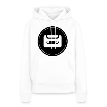 Symbole de cassette - Sweat à capuche Premium bio Femme - blanc - Devant - Julia (174cm)