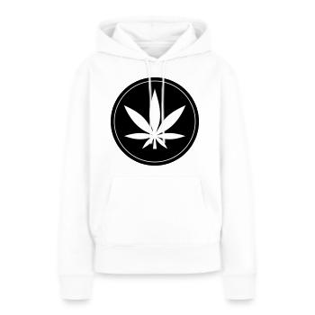 Hanf Blatt Icon - Frauen Premium Bio Hoodie - Weiß - Vorne - Julia (174cm)