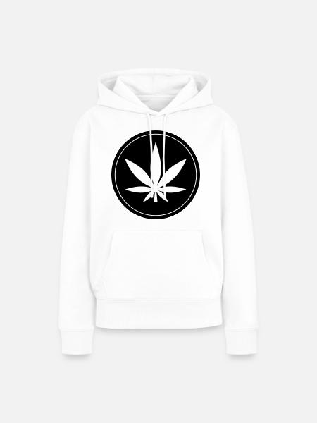 Hanf Blatt Icon - Frauen Premium Bio Hoodie - Weiß