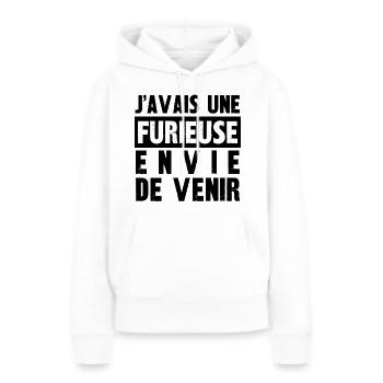 furieuse envie de venir - Sweat à capuche Premium bio Femme - blanc - Devant - Julia (174cm)