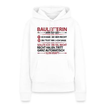Bauleiterin Bauleitung Abschiedsgeschenk Danke - Frauen Premium Bio Hoodie - Weiß - Vorne - Julia (174cm)