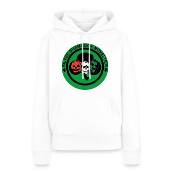 Nouveautés Silver Shamrock - Sweat à capuche Premium bio Femme - blanc - Devant - Julia (174cm)