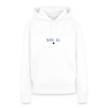 beurre salé - Sweat à capuche Premium bio Femme - blanc - Devant - Julia (174cm)