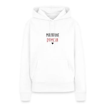 marraine damour - Sweat à capuche Premium bio Femme - blanc - Devant - Julia (174cm)