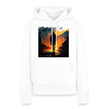 Vagabond urbain au coucher du soleil - Sweat à capuche Premium bio Femme - blanc - Devant - Julia (174cm)