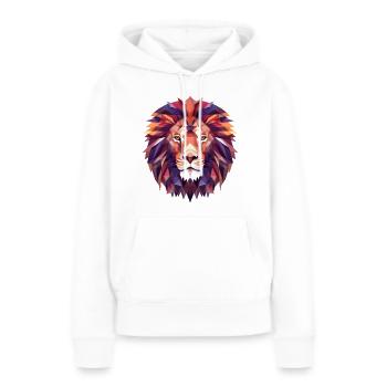 Roi Lion géométrique - Sweat à capuche Premium bio Femme - blanc - Devant - Julia (174cm)