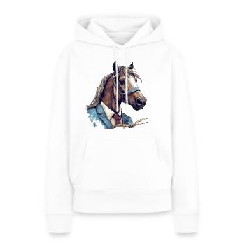 Horse in a suit - Women’s Premium Organic Hoodie - white - Front - Julia (174cm)