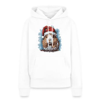 Meerschweinchen mit Weihnachtsmannmütze - Frauen Premium Bio Hoodie - Weiß - Vorne - Julia (174cm)