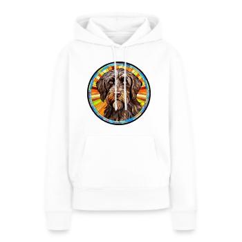 Griffon Griffon Race Aquarelle G - Sweat à capuche Premium bio Femme - blanc - Devant - Julia (174cm)