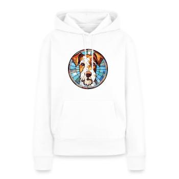 Draht Foxterrier Hunderasse Aquarell Illustration - Frauen Premium Bio Hoodie - Weiß - Vorne - Julia (174cm)