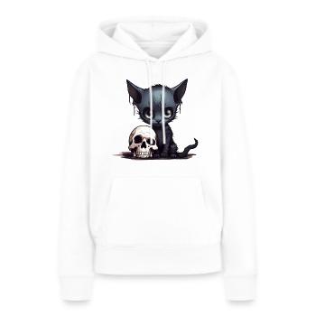 Chaton Emo mignon - Sweat à capuche Premium bio Femme - blanc - Devant - Julia (174cm)