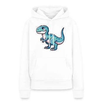 Kawaii Mignon T-Rex - Sweat à capuche Premium bio Femme - blanc - Devant - Julia (174cm)