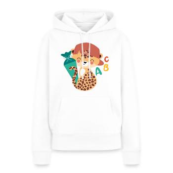 Léopard avec cône d’écolier - Sweat à capuche Premium bio Femme - blanc - Devant - Julia (174cm)