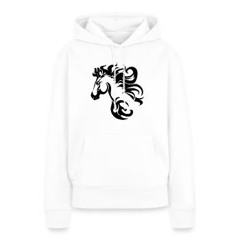 Cheval Tribal - Sweat à capuche Premium bio Femme - blanc - Devant - Julia (174cm)
