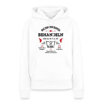 SCHONEND BEHANDELN 21. GEBURTSTAG - Frauen Premium Bio Hoodie - Weiß - Vorne - Julia (174cm)