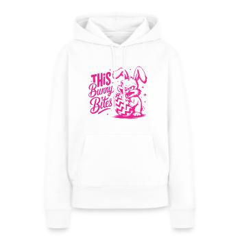 This Bunny Bites - Frauen Premium Bio Hoodie - Weiß - Vorne - Julia (174cm)