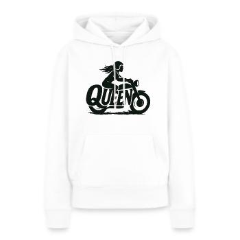 Reine Motard Fille Dame - Sweat à capuche Premium bio Femme - blanc - Devant - Julia (174cm)