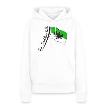 Schützenfest Fahne - Die Tradition lebt - Frauen Premium Bio Hoodie - Weiß - Vorne - Julia (174cm)