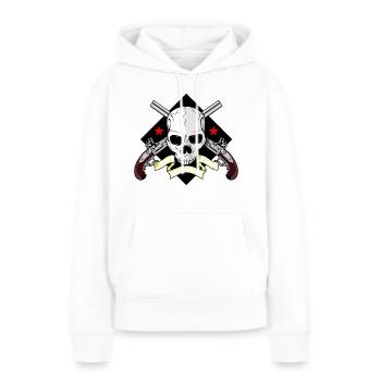 Skull mit Waffen - Frauen Premium Bio Hoodie - Weiß - Vorne - Julia (174cm)