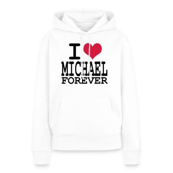 j'aime michael toujours - Sweat à capuche Premium bio Femme - blanc - Devant - Julia (174cm)