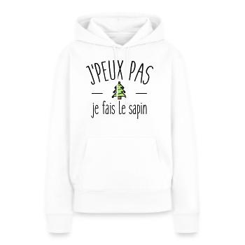 Je peux pas je fais le sapin - Sweat à capuche Premium bio Femme - blanc - Devant - Julia (174cm)
