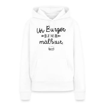Un burger ou je fais un malheur - Sweat à capuche Premium bio Femme - blanc - Devant - Julia (174cm)
