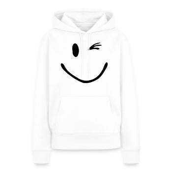 Clin d'oeil souriant - Sweat à capuche Premium bio Femme - blanc - Devant - Julia (174cm)